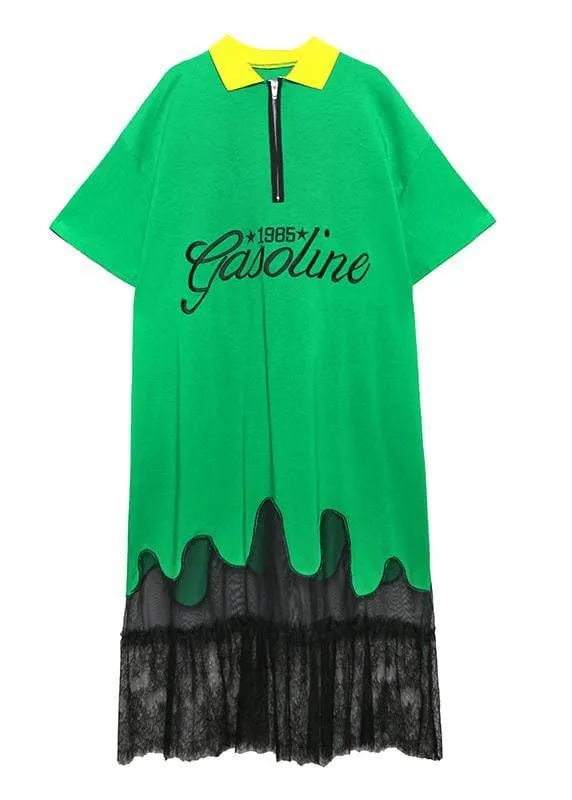 Beautiful black embroidery cotton clothes lapel patchwork tulle Traveling Dresses
