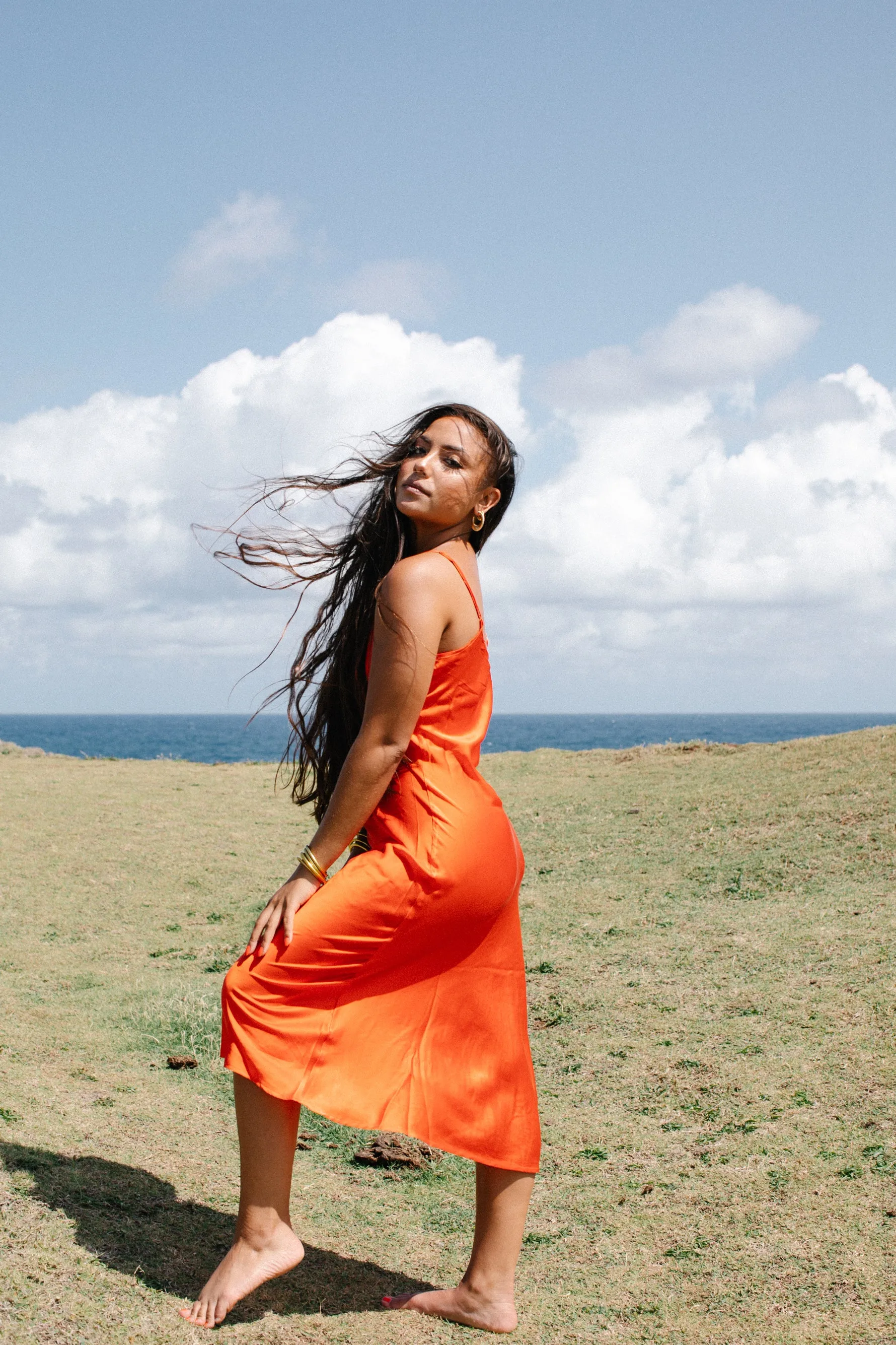 The Prairie Sundrop Slip Dress in Orange Poppy