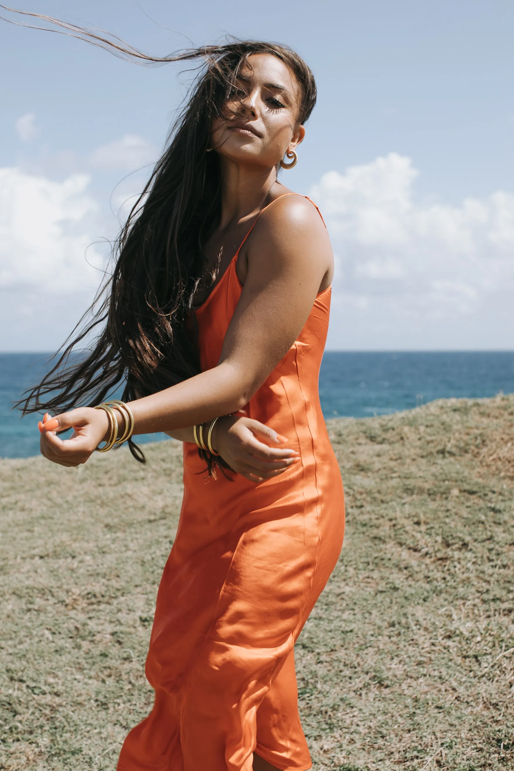 The Prairie Sundrop Slip Dress in Orange Poppy