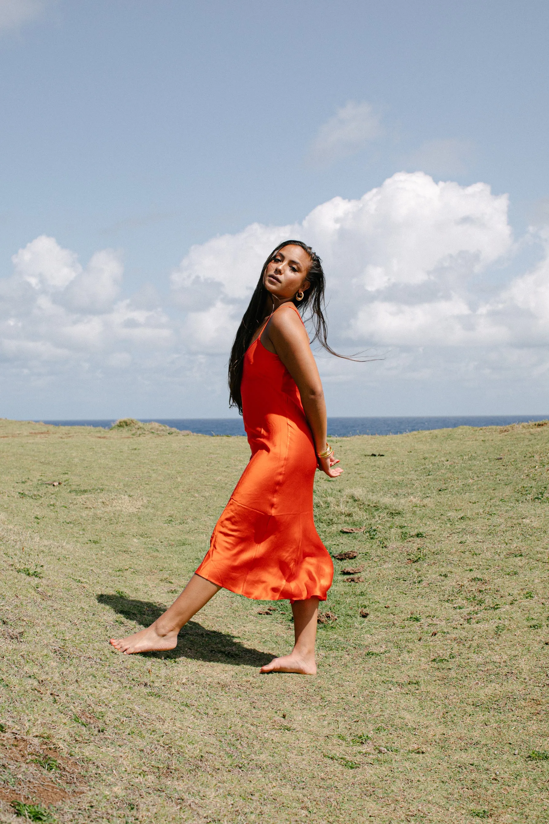 The Prairie Sundrop Slip Dress in Orange Poppy